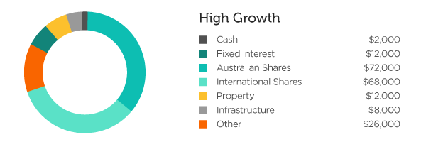 High growth investment allocation breakdown
